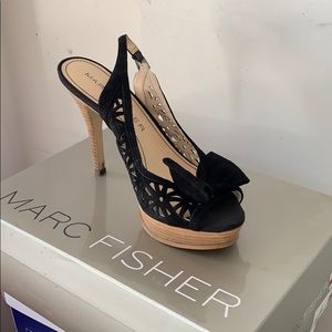 Black Suede Heel by Marc Fisher